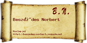 Beszédes Norbert névjegykártya